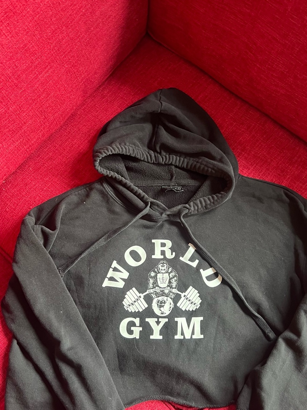 World Gym Black Cropped Hoodie – Women’s Medium
